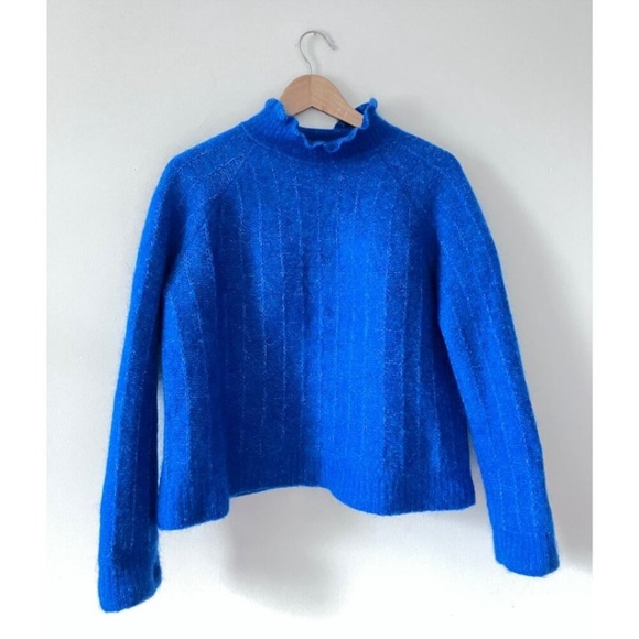 Sezane Loris Jumper Long Sleeve Wool Sweater Flash Blue Size Medium - Picture 3 of 6